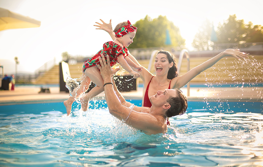 Family swimming