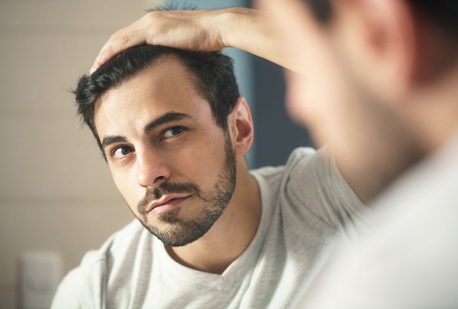 Man with receding hairline