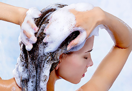 woman washing hair