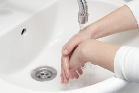 woman washing hands